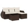 vidaXL 5 Piece Garden Sofa Set with Cushions Brown Poly Rattan
