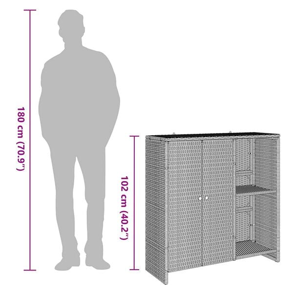 vidaXL Storage Cabinet with Storage Black 100 x 36 x 102 cm Rattan