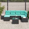 vidaXL Garden Sofa Set 6 pcs Black and Turquoise Poly Rattan