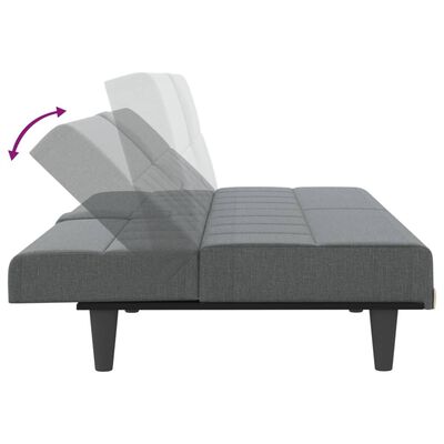 vidaXL Sofa Bed with Cup Holders Dark Grey Fabric