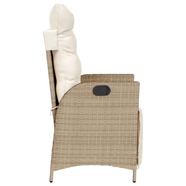 vidaXL Reclining Garden Chairs 2 pcs with Footrest Beige Poly Rattan
