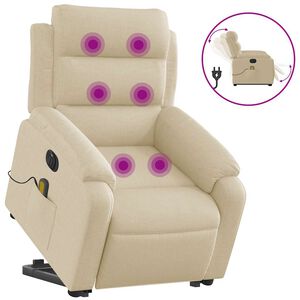 vidaXL Electric Stand up Massage Recliner Chair Cream Fabric