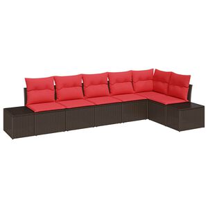 vidaXL Garden Sofa Set with Cushion 6 pcs Brown Poly Rattan