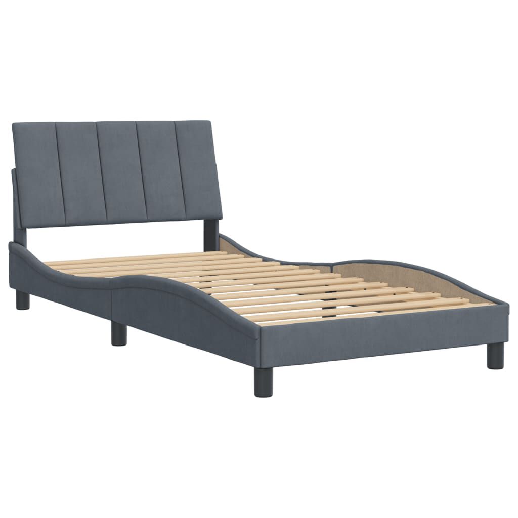 vidaXL Bed Frame without Mattress Dark Grey 100x190 cm Velvet
