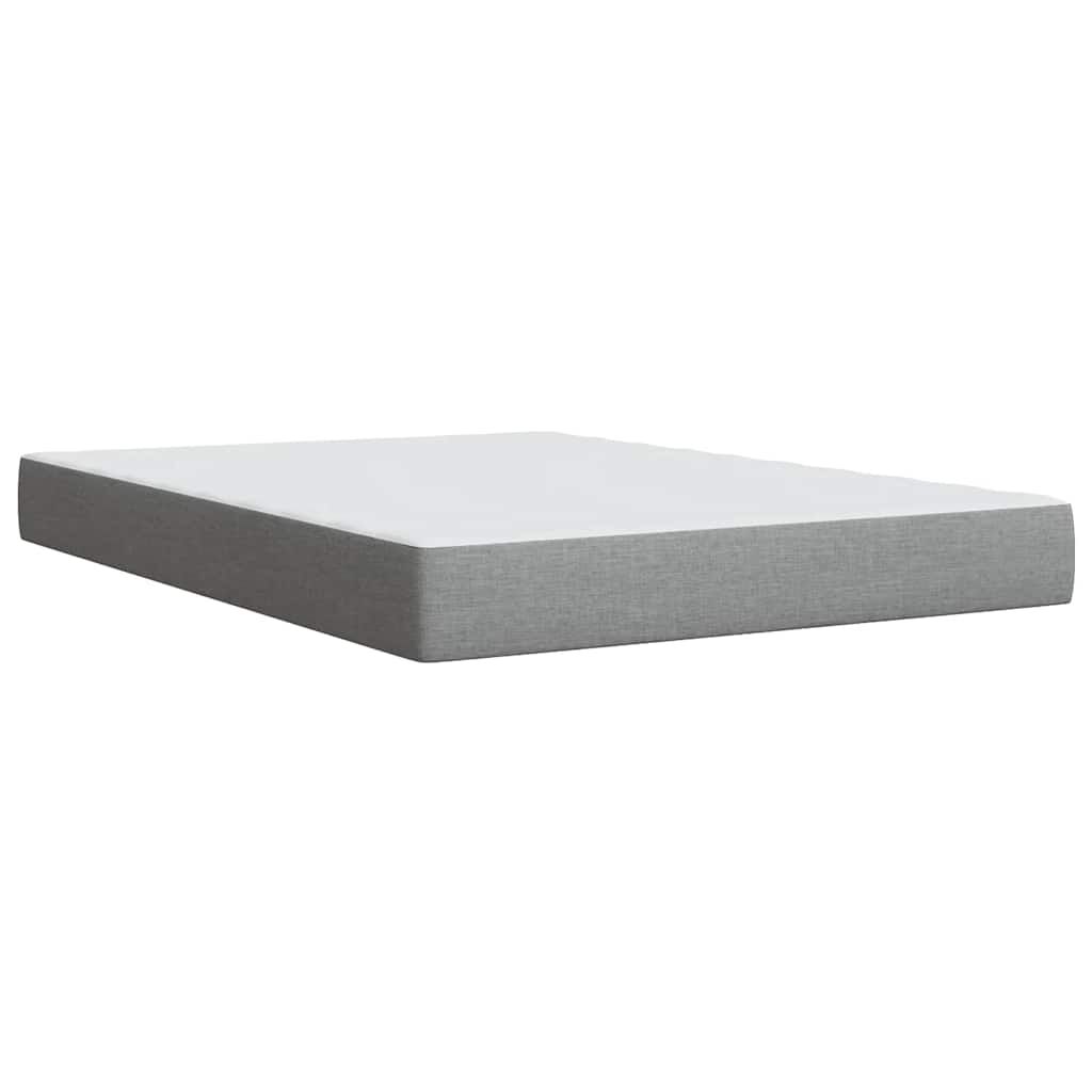 vidaXL Box Spring Bed with Mattress Light Grey Queen Fabric