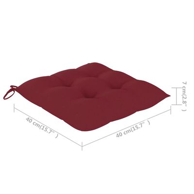 vidaXL Garden Chairs with Wine Red Cushions 2 pcs Solid Teak Wood (41999+314887)