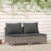 vidaXL 2-Seater Garden Sofa with Cushions Grey Poly Rattan