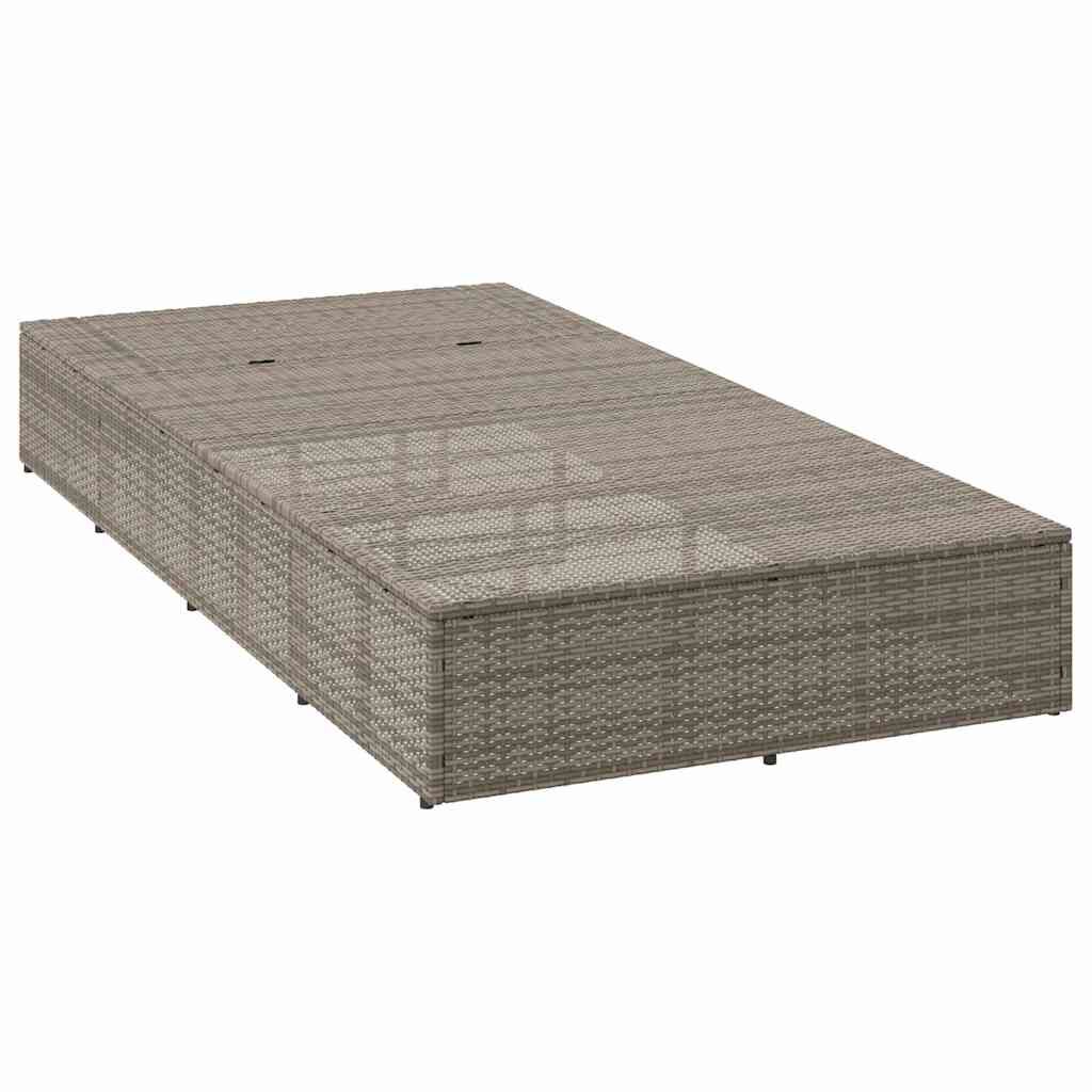 vidaXL Sunbed with Floating Cushion Grey Poly Rattan