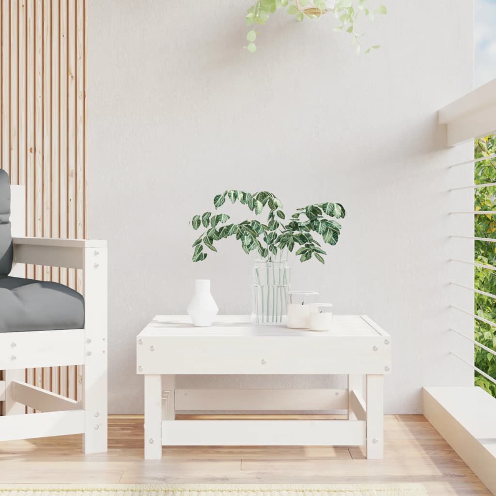 vidaXL Garden Footstool White Solid Wood Pine