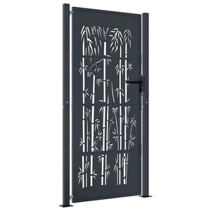 vidaXL Garden Gate Anthracite 100x175 cm Steel Bamboo Design