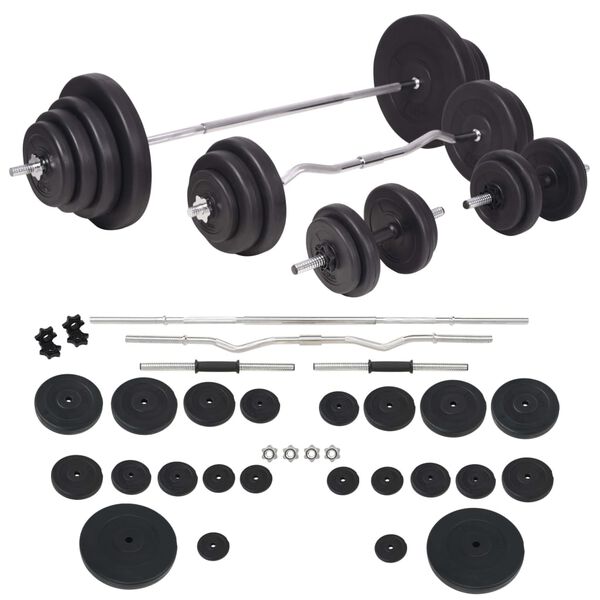 vidaXL Weight Bench with Weight Rack, Barbell and Dumbbell Set 120 kg