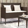 vidaXL Garden Bench with Cushions Brown Poly Rattan