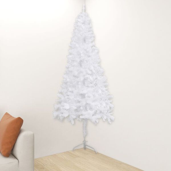 vidaXL Corner Artificial Pre-lit Christmas Tree White 150 cm PVC