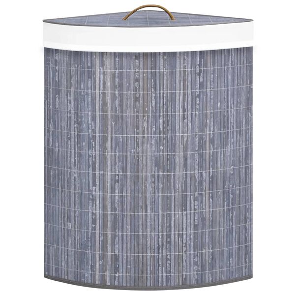 vidaXL Bamboo Corner Laundry Basket Grey 60 L