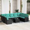 vidaXL Garden Sofa Set 10 pcs Black and Turquoise Poly Rattan