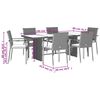 vidaXL 7 Piece Garden Dining Set with Cushions Grey Poly Rattan