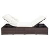 vidaXL 2-Person Sunbed with Cushion Poly Rattan Brown