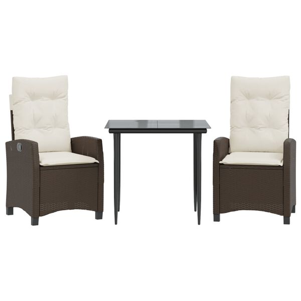 vidaXL 9 Piece Garden Dining Set with Cushions Brown Poly Rattan