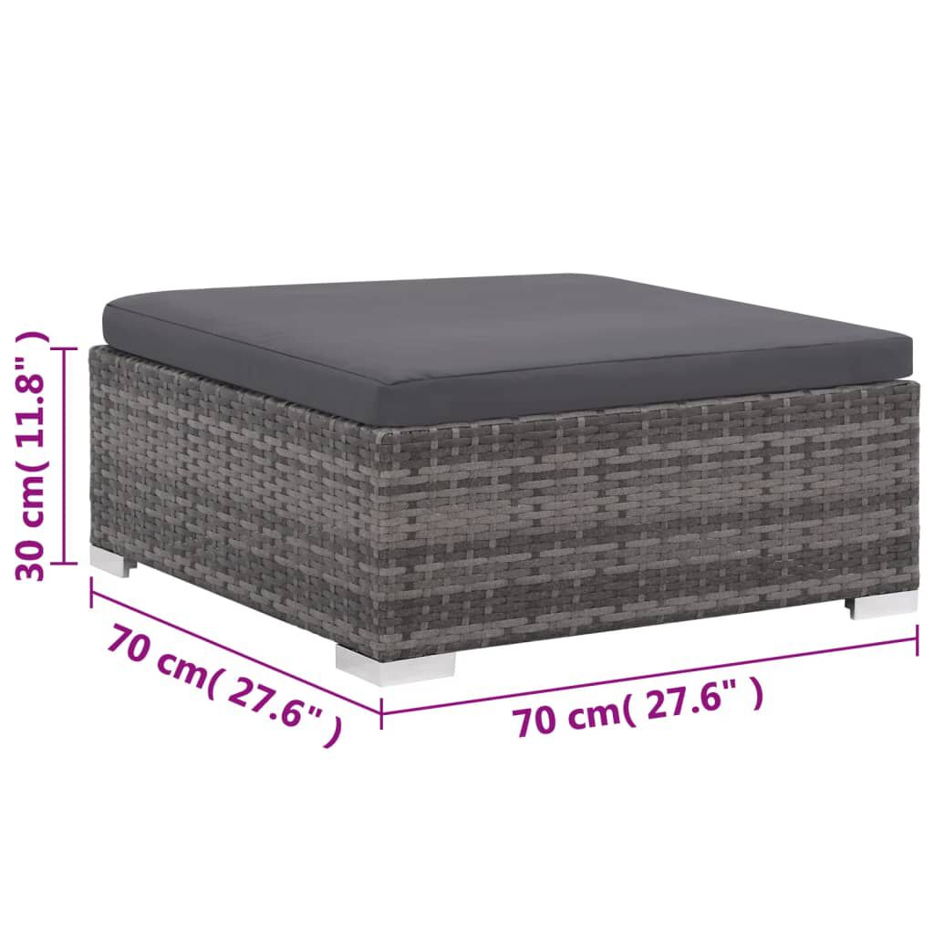 vidaXL 8 Piece Garden Lounge Set with Cushions Poly Rattan Grey