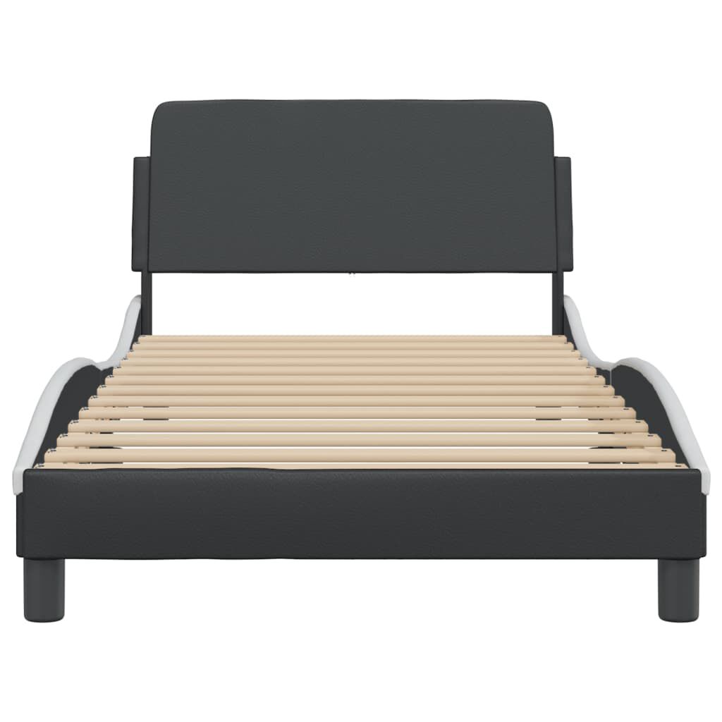 vidaXL Bed Frame without Mattress Black and White 100x190 cm Faux Leather