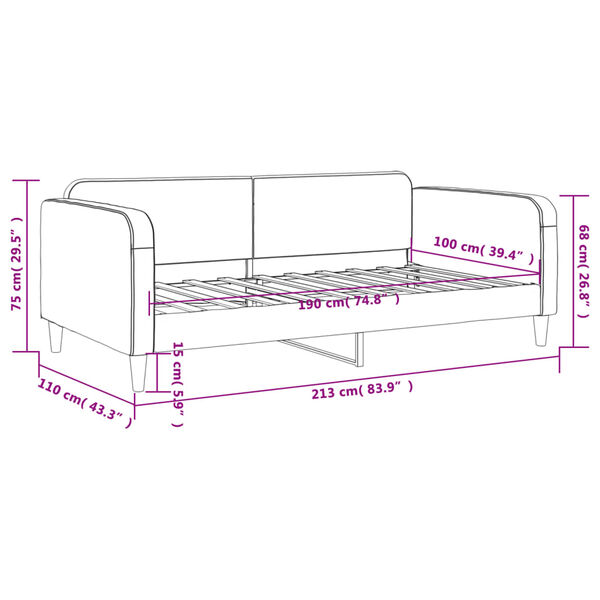 vidaXL Day Bed without Mattress Dark Grey 100x190 cm Fabric