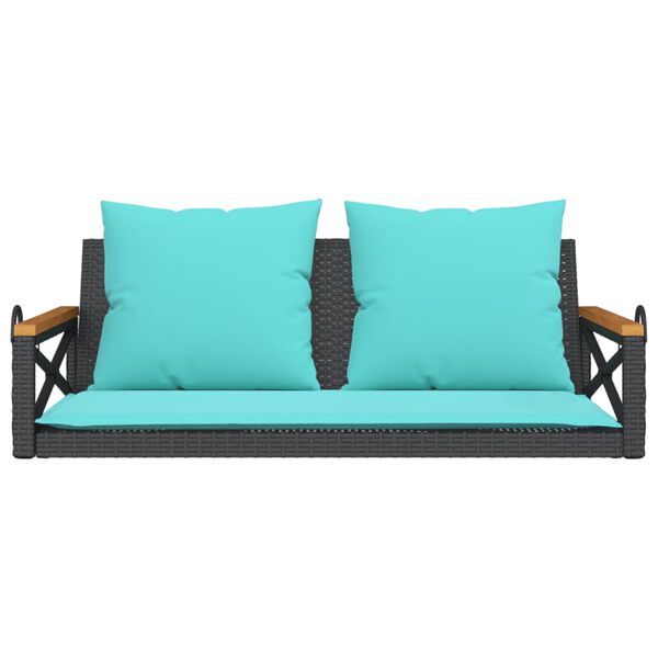 vidaXL Swing Bench with Cushions Black 109x62x40 cm Poly Rattan