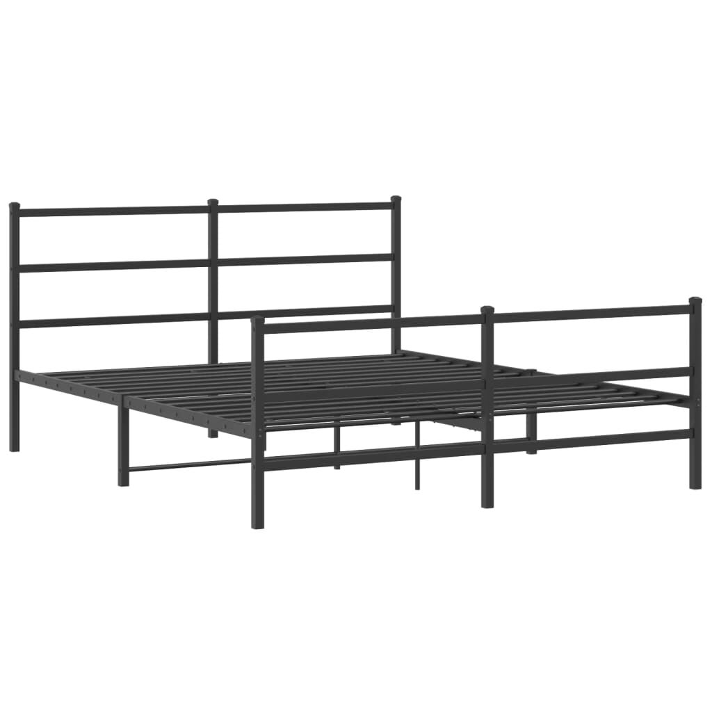 vidaXL Metal Bed Frame without Mattress with Footboard Black 150x200cm