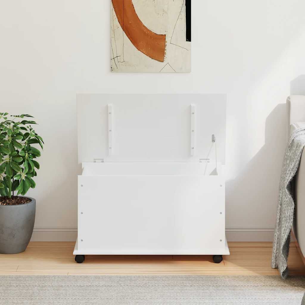 vidaXL Storage Chest with Wheels ALTA White 73x39.5x43 cm Solid Wood Pine