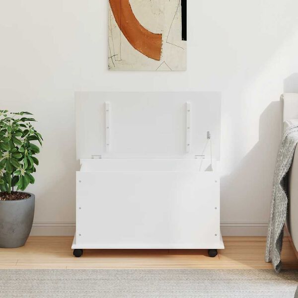 vidaXL Storage Chest with Wheels ALTA White 73x39.5x43 cm Solid Wood Pine
