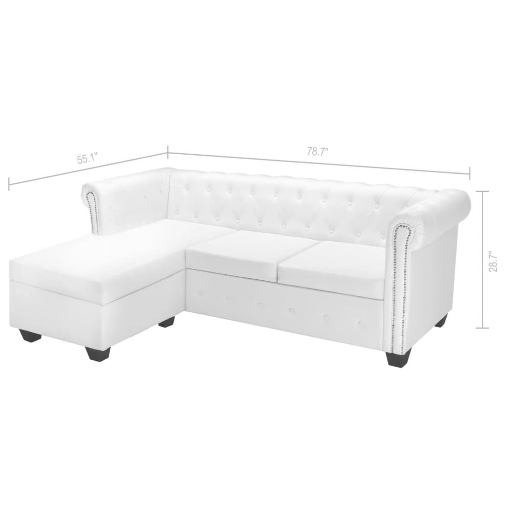 vidaXL L-shaped Chesterfield Sofa Artificial Leather White