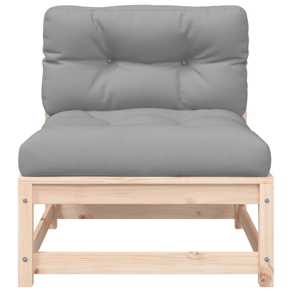 vidaXL Garden Sofa Armless with Cushions Solid Wood Pine