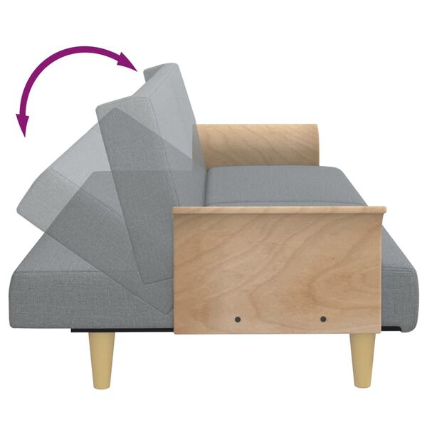 vidaXL Sofa Bed with Armrests Light Grey Fabric