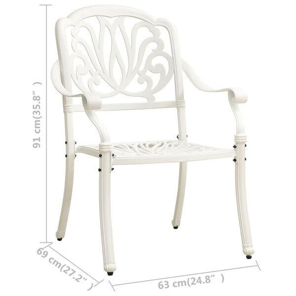 vidaXL 3 Piece Bistro Set Cast Aluminium White