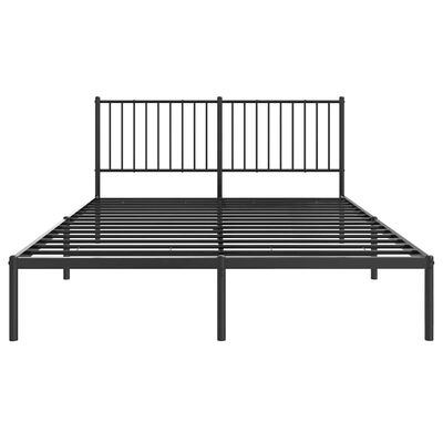 vidaXL Metal Bed Frame without Mattress with Headboard Black 150x200cm