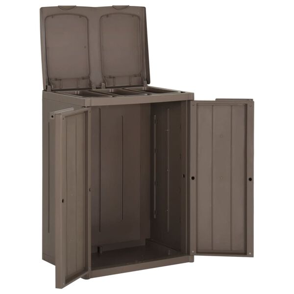 vidaXL Trash Bin with 2 Doors Brown 65x45x88 cm PP