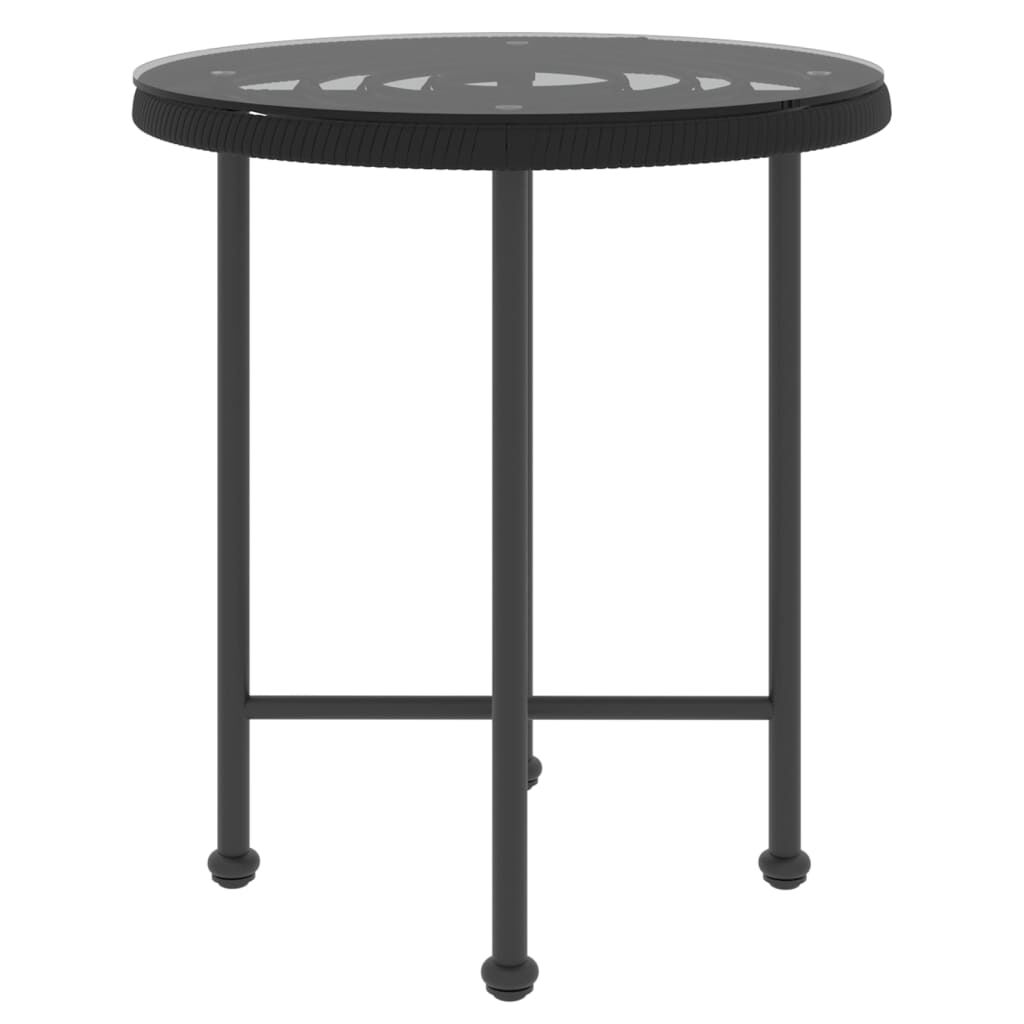vidaXL Dining Table Black Ø50 cm Tempered Glass and Steel