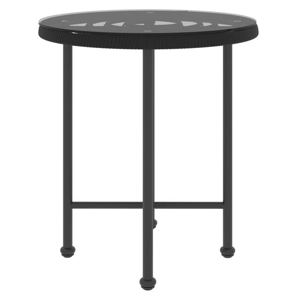 vidaXL Dining Table Black Ø50 cm Tempered Glass and Steel