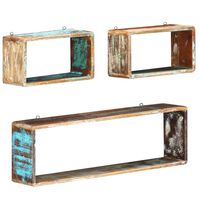 vidaXL 3 Piece Wall Cube Shelf Set Soild Reclaimed Wood