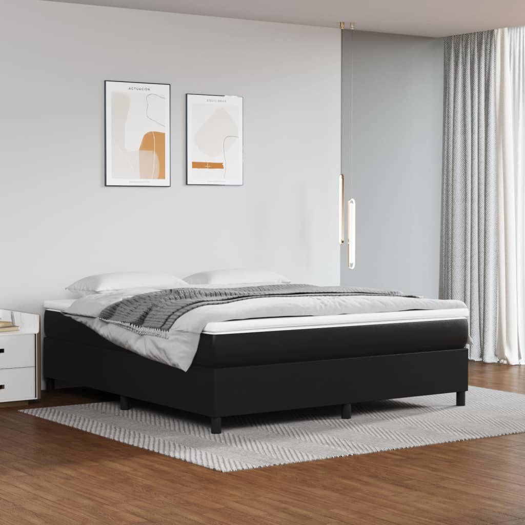 vidaXL Box Spring Bed with Mattress Black 183x213 cm California King Faux Leather
