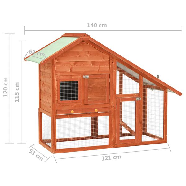 vidaXL Rabbit Hutch 140x63x120 cm Solid Firwood