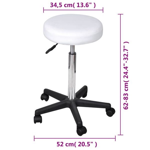 vidaXL Office Stool White Faux Leather