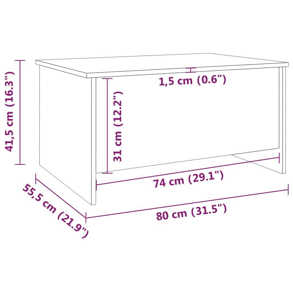 vidaXL Coffee Table Concrete Grey 80x55.5x41.5 cm Engineered Wood