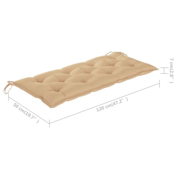 vidaXL Folding Garden Bench with Cushion 118 cm Bamboo