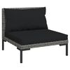 vidaXL 5 Piece Garden Lounge Set with Cushions Poly Rattan Dark Grey
