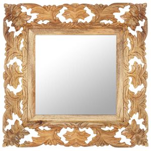 vidaXL Hand Carved Mirror Brown 50x50 cm Solid Mango Wood