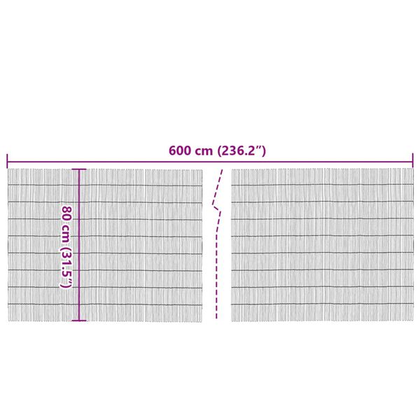 vidaXL Garden Fence 600x80 cm Reed