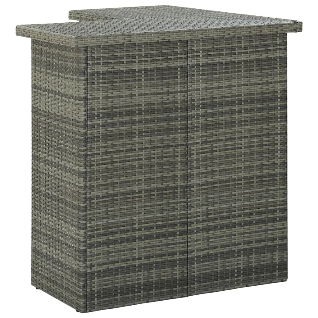 vidaXL 4 Piece Garden Bar Set with Cushions Poly Rattan Grey