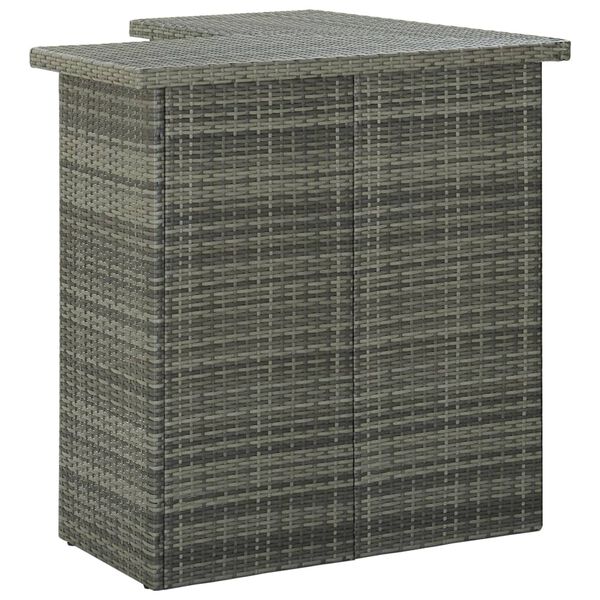 vidaXL 4 Piece Garden Bar Set with Cushions Poly Rattan Grey
