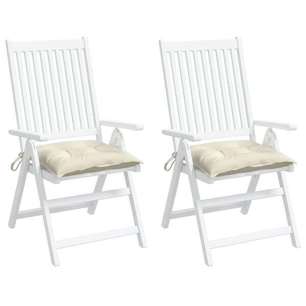 vidaXL Chair Cushions 2 pcs Cream White 40x40x7 cm Oxford Fabric