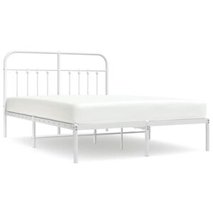 vidaXL Metal Bed Frame without Mattress with Headboard White 135x190cm